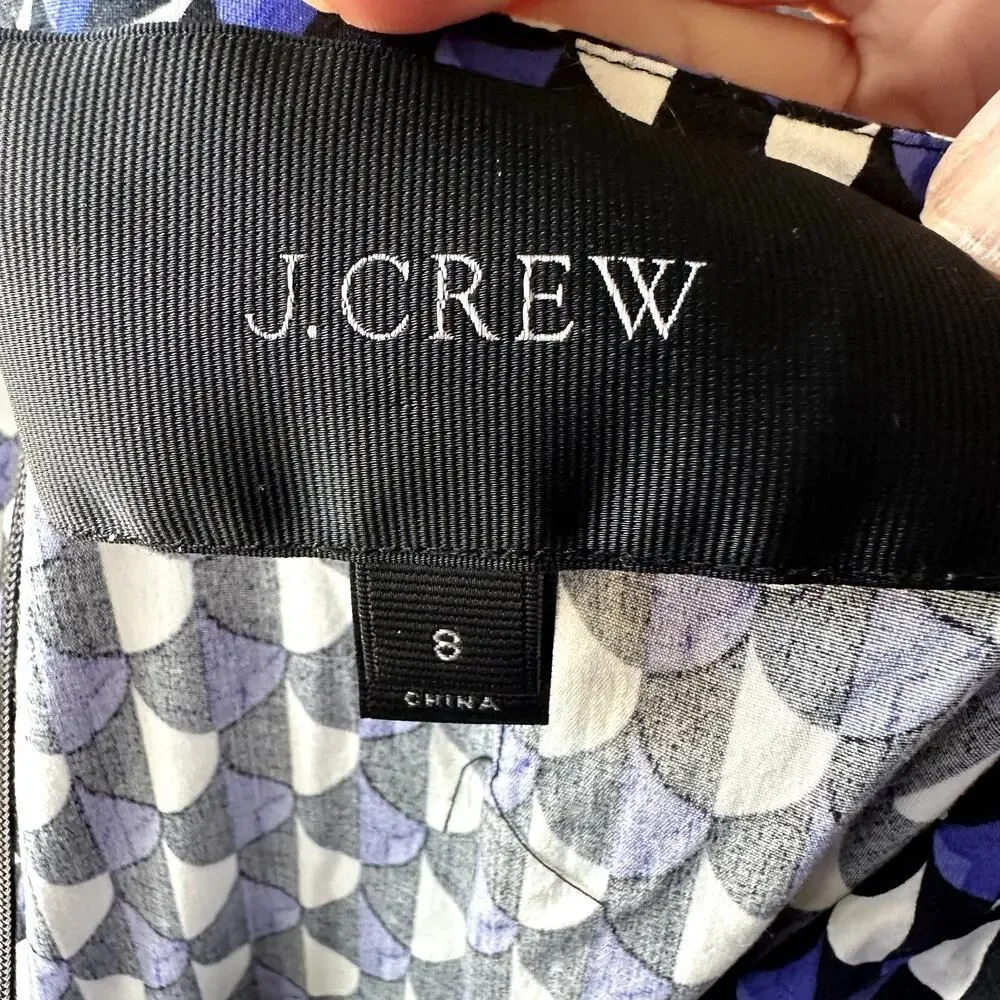 J. Crew Sz 8 Cotton Shift Purple Black w/ Zipper Detail Whimsigoth Dark Romantic